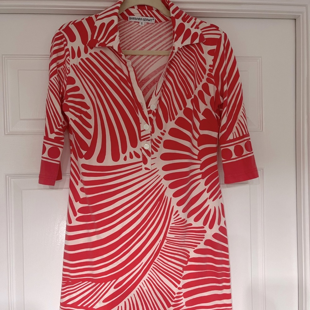 Orange and white casual dress